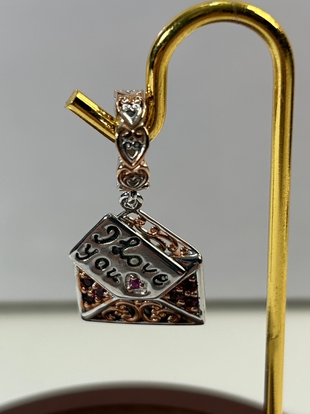 NWOT Gems En Vogue Sterling Palladium 18k Accent Gemstone Love Letter Charm